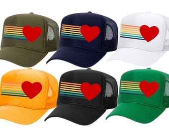 Stripe Heart Trucker Hat (multiple colors) - customizable trucker hat, colorful trucker hat