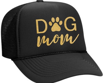 DOG MOM - glitter trucker hat (multiple colors)