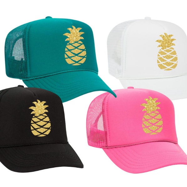 Chapeau ananas - casquette trucker à paillettes (plusieurs couleurs), casquette trucker ananas à paillettes, casquette trucker ananas