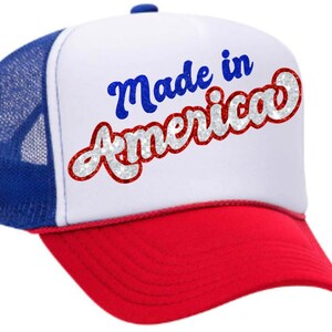 MADE in AMERICA - glitter trucker hat, Fourth of July trucker hat, made in America hat, patriotic trucker hat