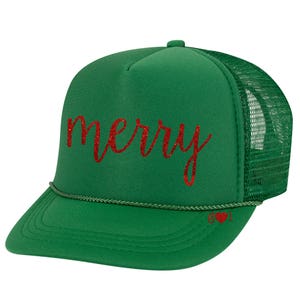 MERRY Holiday Hat - glitter trucker hat (multiple colors)