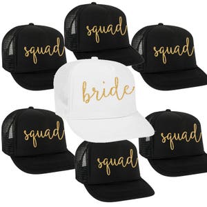 bride & squad - bridal party trucker hats