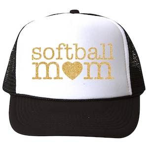softball mom - glitter trucker hat (multiple colors)