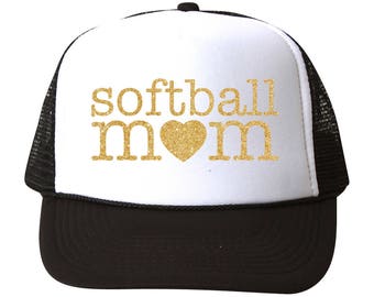 softball mom - glitter trucker hat (multiple colors)