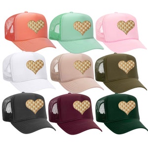 CHECKERED HEART Customizable Patch Trucker Hat
