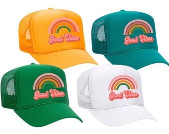 Good Vibes Trucker Hat (multiple colors) - customizable trucker hat, colorful trucker hat, cute trucker hat