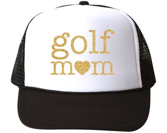 golf mom - glitter trucker hat (multiple colors)