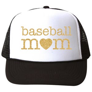 baseball mom - glitter trucker hat (multiple colors)