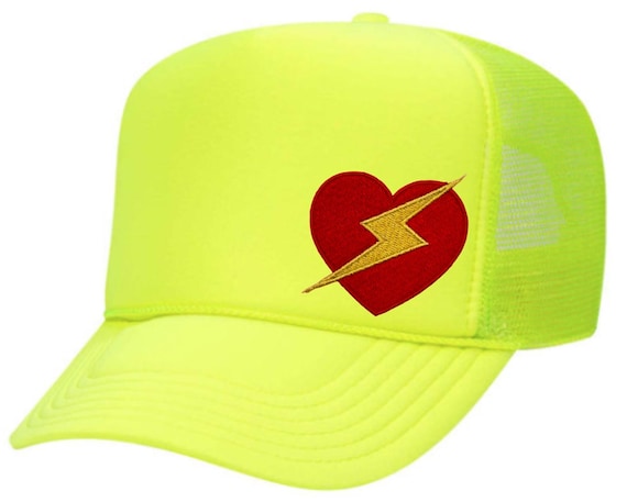 Vintage Lightning Bolt Heart Mesh Baseball Hat Cap Snapback NOT Aviator Nation VINTAGE BOLT HEART TRUCKER HAT – Aviator Nation main image 3