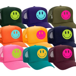 SMILE - colorful trucker hat, smile face hat, happy face trucker hat, colorful trucker hat