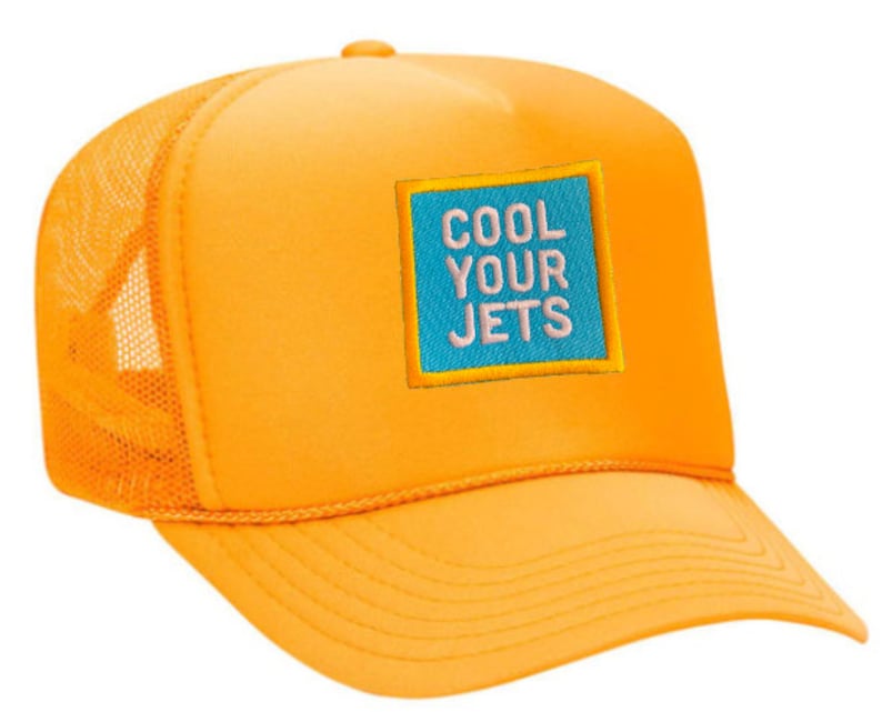 COOL YOUR JETS Embroidered Patch Trucker Hat Multiple Colors Yellow