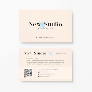 Modello di biglietto da visita modificabile (design minimalista e moderno, download immediato e codice QR completamente personalizzabile) per aziende e professionisti (crema)