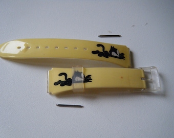 watch bracelet yellow pattern acrylic cat with clasps and fixings