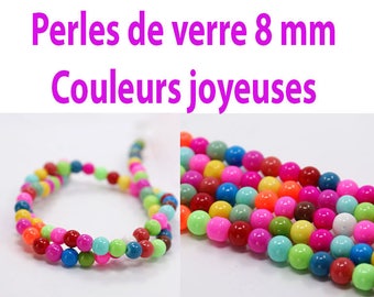 8 mm / 25 8 mm multicolored glass beads