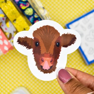 Baby Cow Sticker | Laptop Sticker | Cute Water Bottle Sticker | Waterproof Sticker | Colorful Laptop Decal | Sticker for Hydroflask
