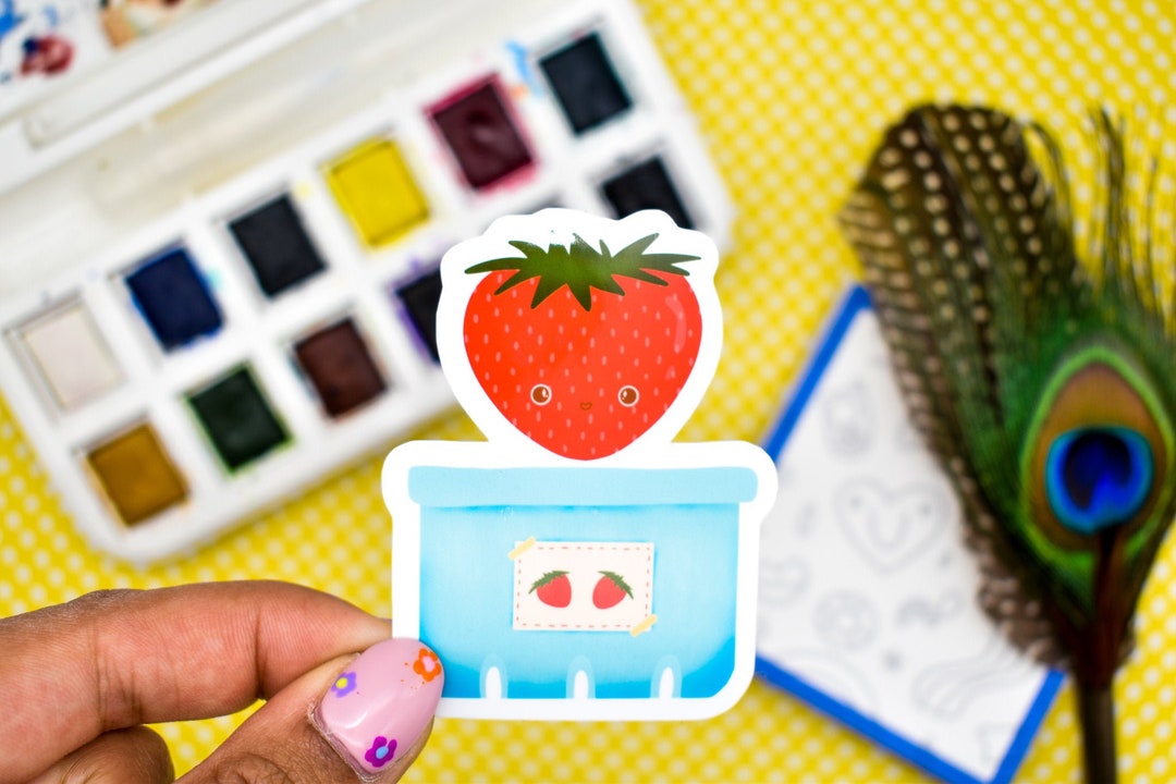 Strawberry Sticker Laptop Sticker Cute Sticker Waterproof Vinyl Sticker ...