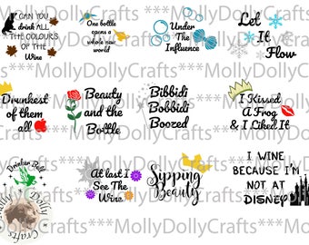 Drunk Princesses Inspired SVG DXF EPS Png Instant Download | Cutting File for Cricut and Silhouette | Wine Glass