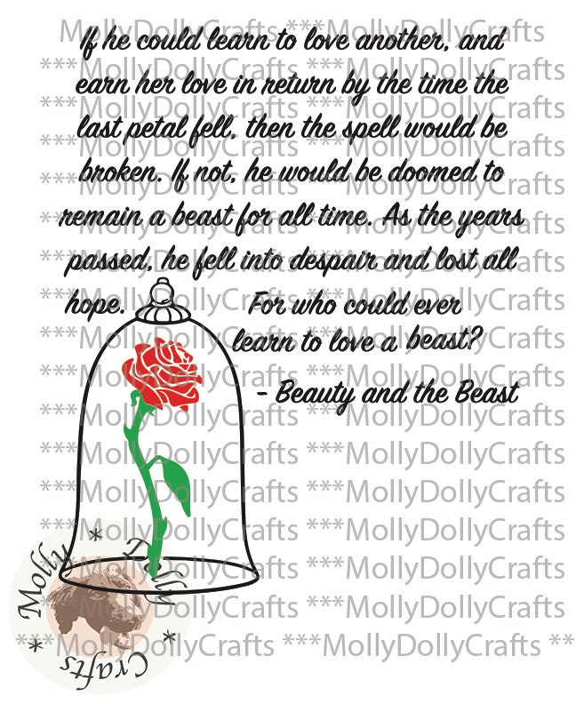 Beauty and the Beast Brothers Grimm Excerpt SVG DXF EPS Png Etsy