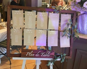 Plan de Table Mariage - Champêtre, Rustique - Cadre Grillage de Poule