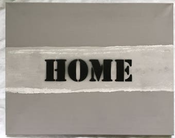 "HOME" - a Deco modern & original painting canvas