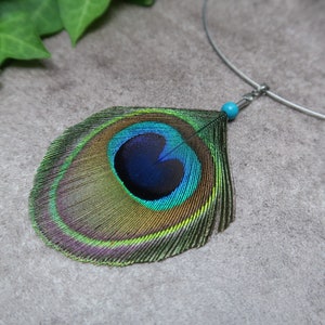 Peacock Feather Pendant, Peacock Necklace, Natural Feather Jewelry, Unique Gift