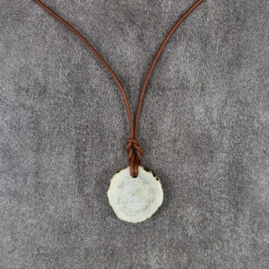 Ethical Antler Pendant, Natural Deer Antler Necklace, Brown Leather Necklace, Ethical Handcrafted Gift
