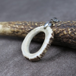 Deer Antler Pendant on Stainless Steel Chain, Natural Antler Jewelry, Deer Totem, Ethical Deer Antler Necklace, Unique Handcrafted Gift