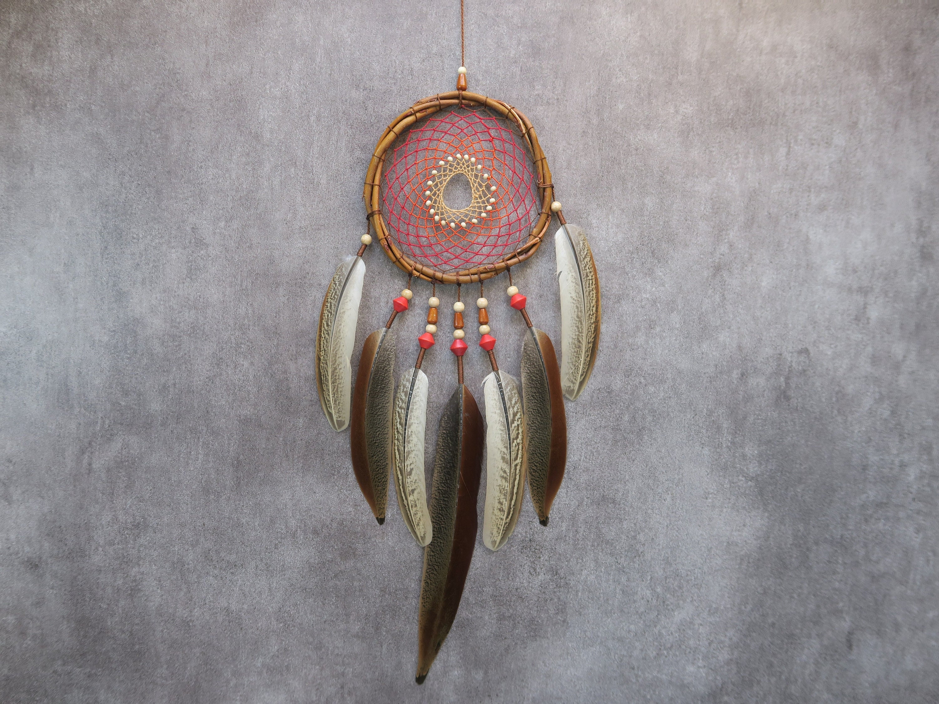 Grand Attrape Rêves, Dreamcatcher en Osier, Capteur de Rêves avec Plumes Naturelles Faisan, d'origin