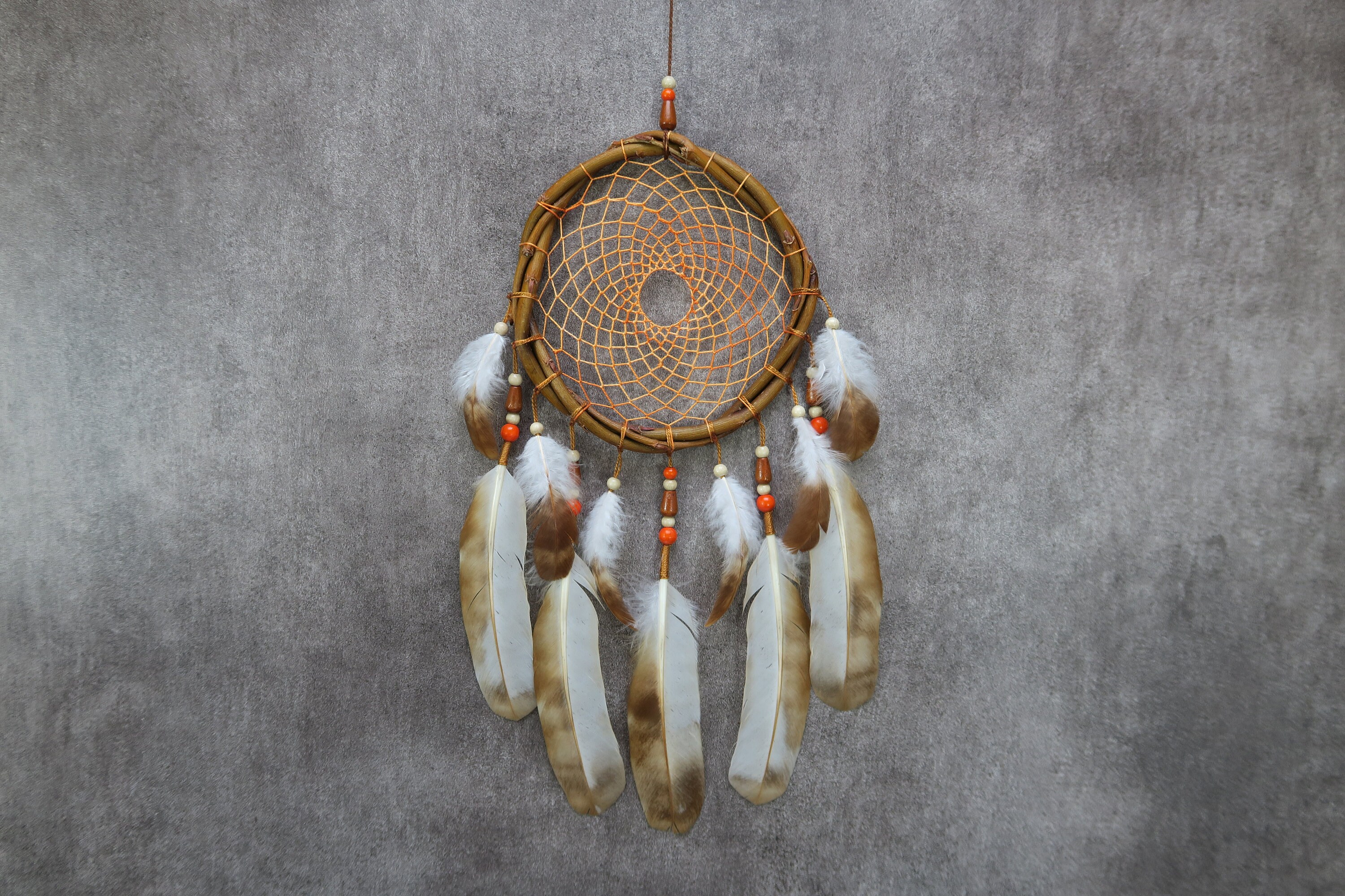 Attrape Rêves Plumes Naturelles, Capteur de en Osier, d'origine Ethique, Dreamcatcher Unique, Cadeau
