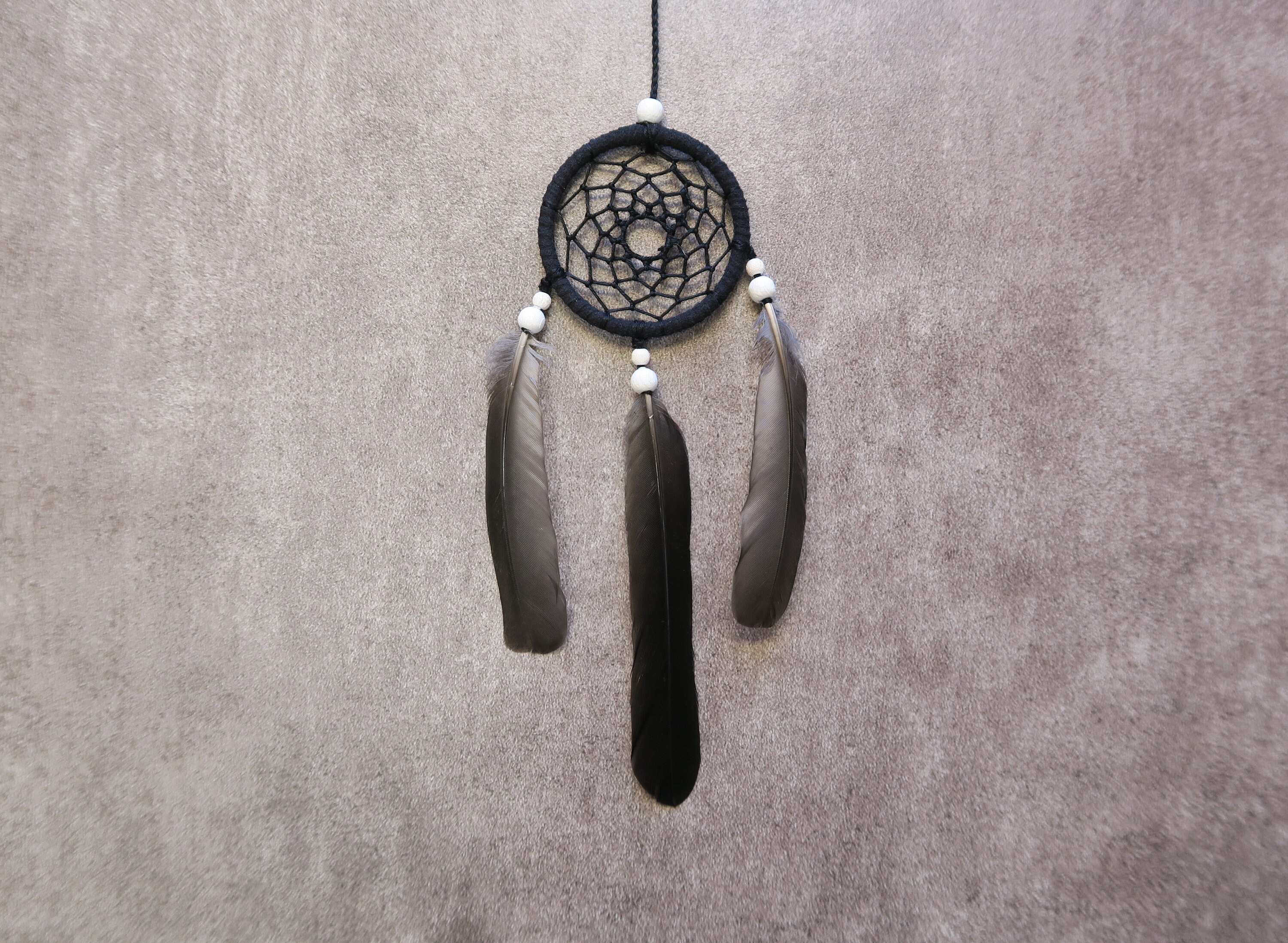 Attrape-Rêves Pour Rétroviseur Voiture, Petit Attrape Rêves Noir en Plumes Naturelles
