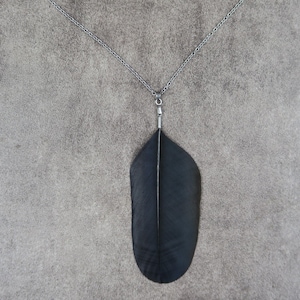 Ethical Raven Feather Pendant, Natural Black Feather Necklace, Raven Totem Animal, Natural Feather Jewelry, Raven Spiritual Animal