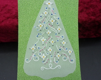 carte en pergamano motif arbre de Noël personnalisable