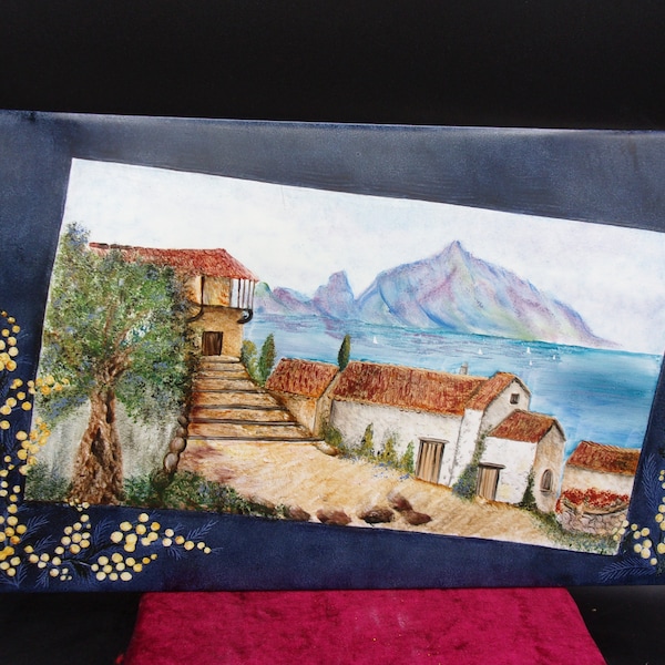 plaque de porte,plaque de maison,plaque de villa,plaque murale motif paysage provencal personnalisable