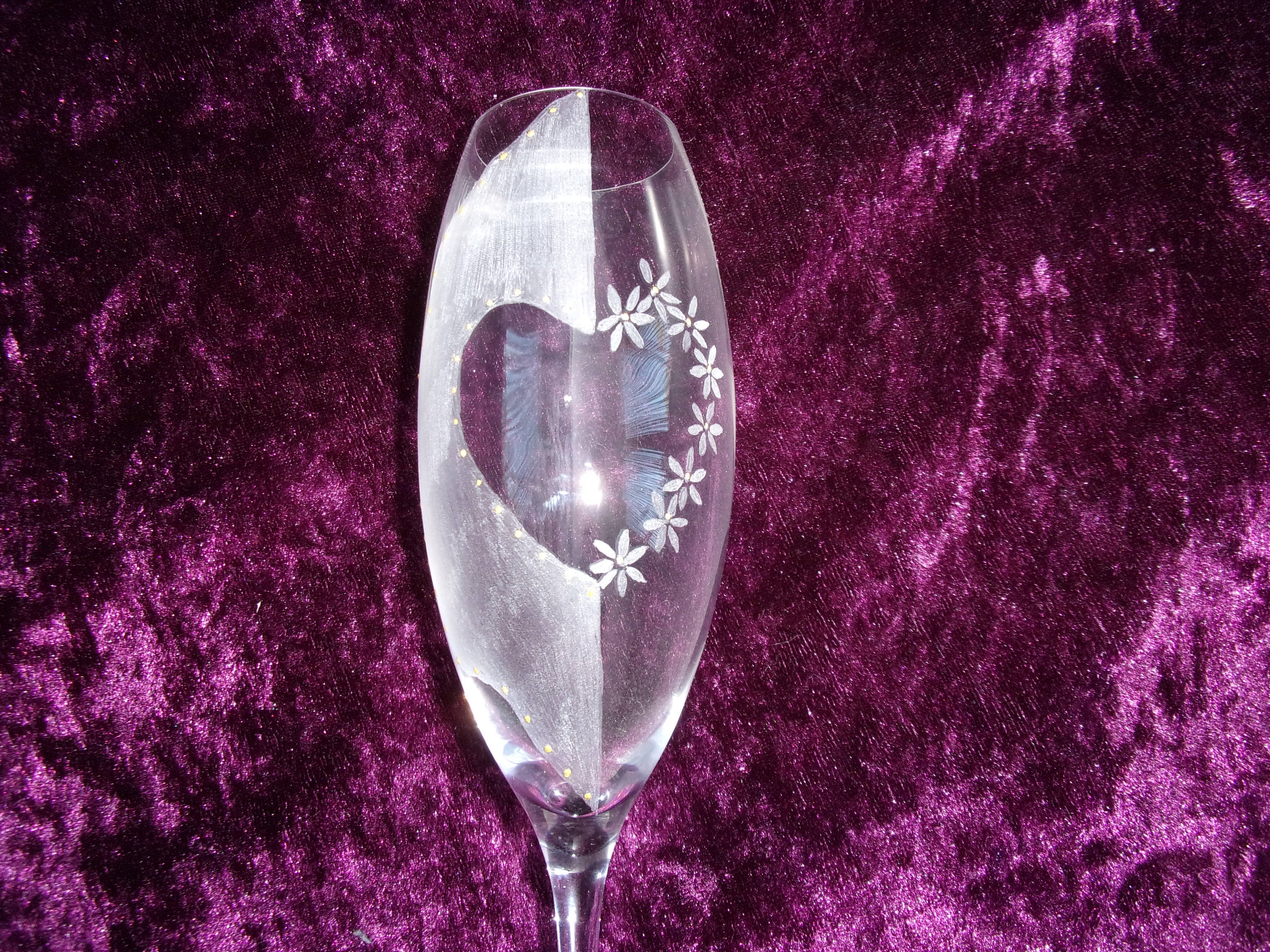 6 Flutes à Champagne Motif Fleurs , Personnalisables