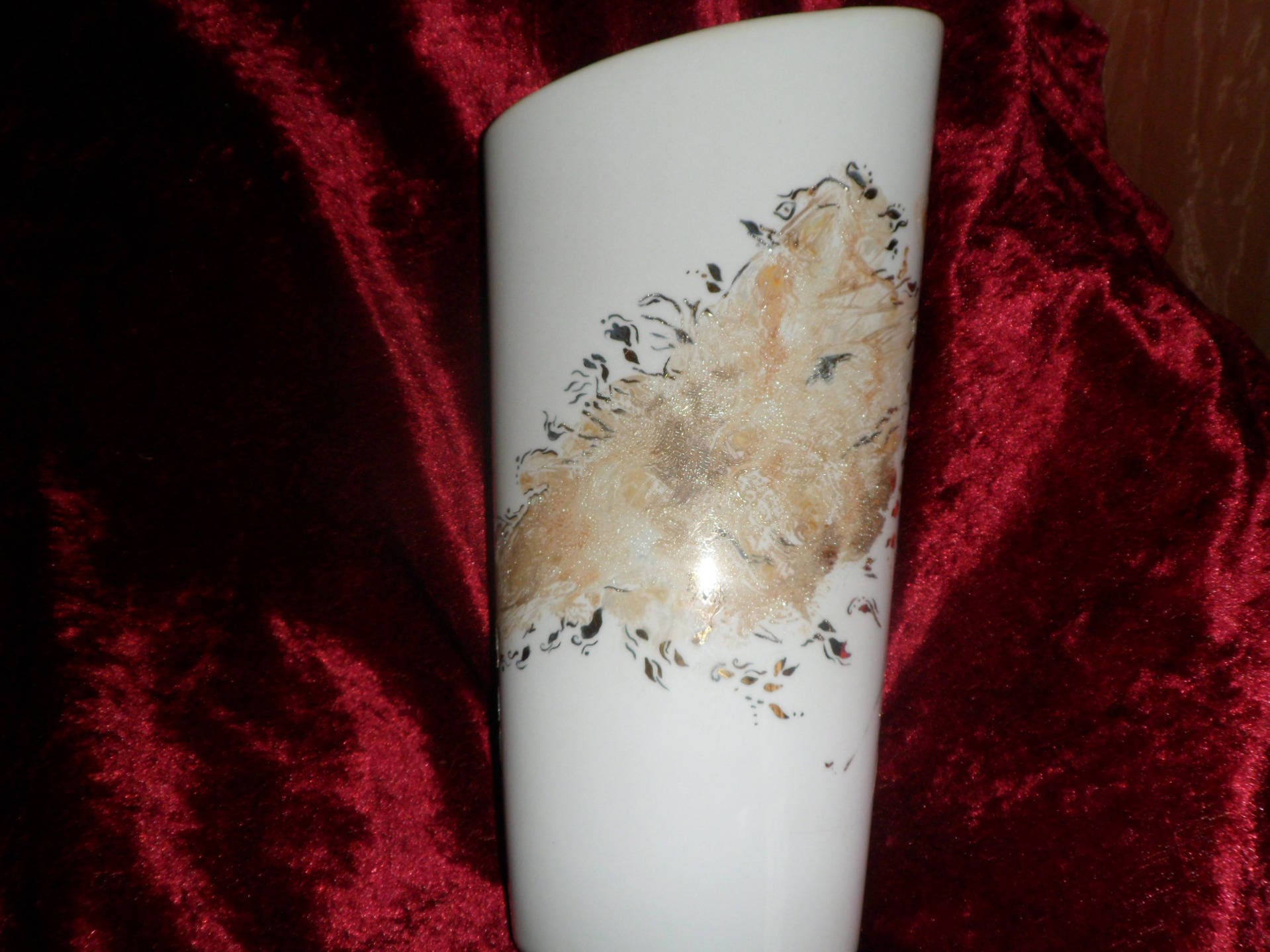 Vase en Porcelaine, Fibre de Verre, Lustre et Or