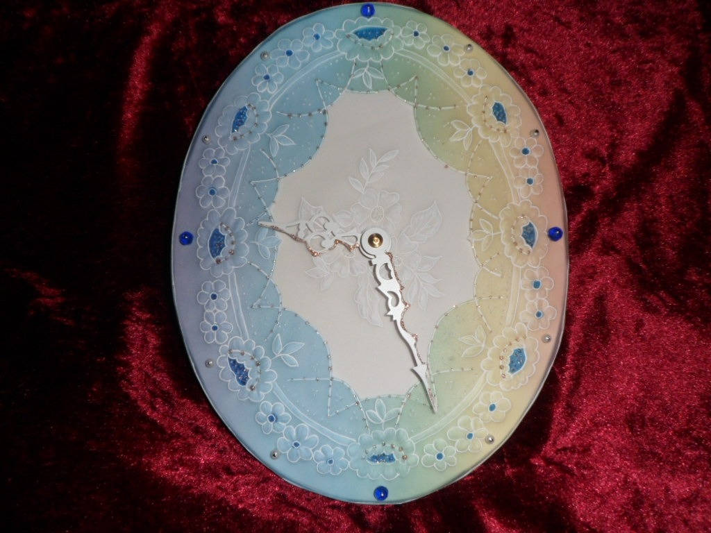 Horloge en Pergamano Arc Ciel et Blanche