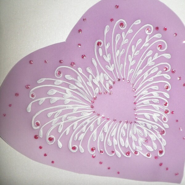 carte toute occasion en pergamano motif coeur personnalisable