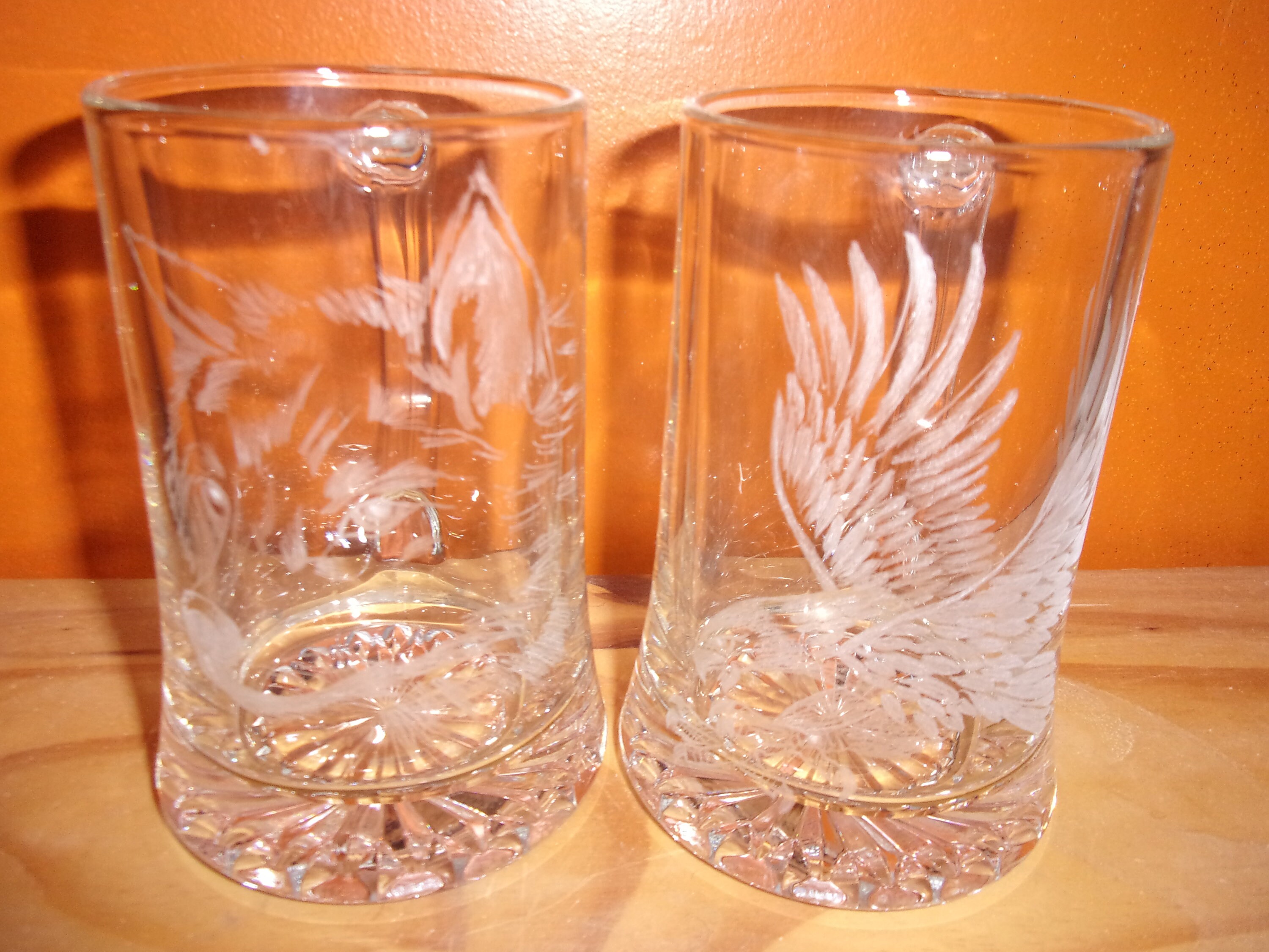 2 Verres à Bière Motif Aigle et Loup en Gravure sur Verre , Personnalisable