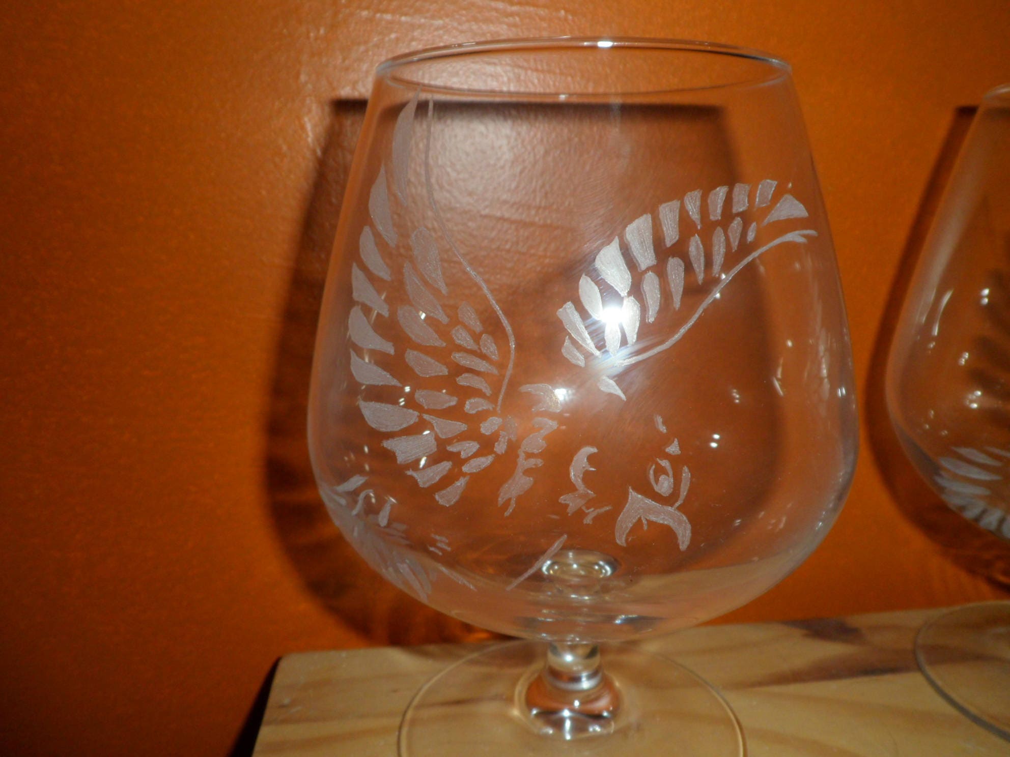 2 Verres à Cognac en Gravure sur Verre Motif Aigle Personnalisable