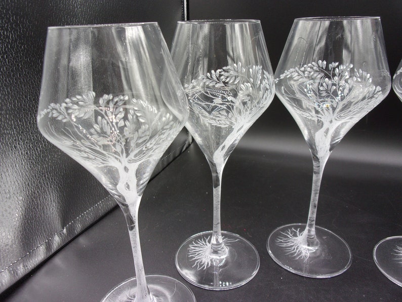 6 verres à vin motif arbre de vie, personnalisables image 2