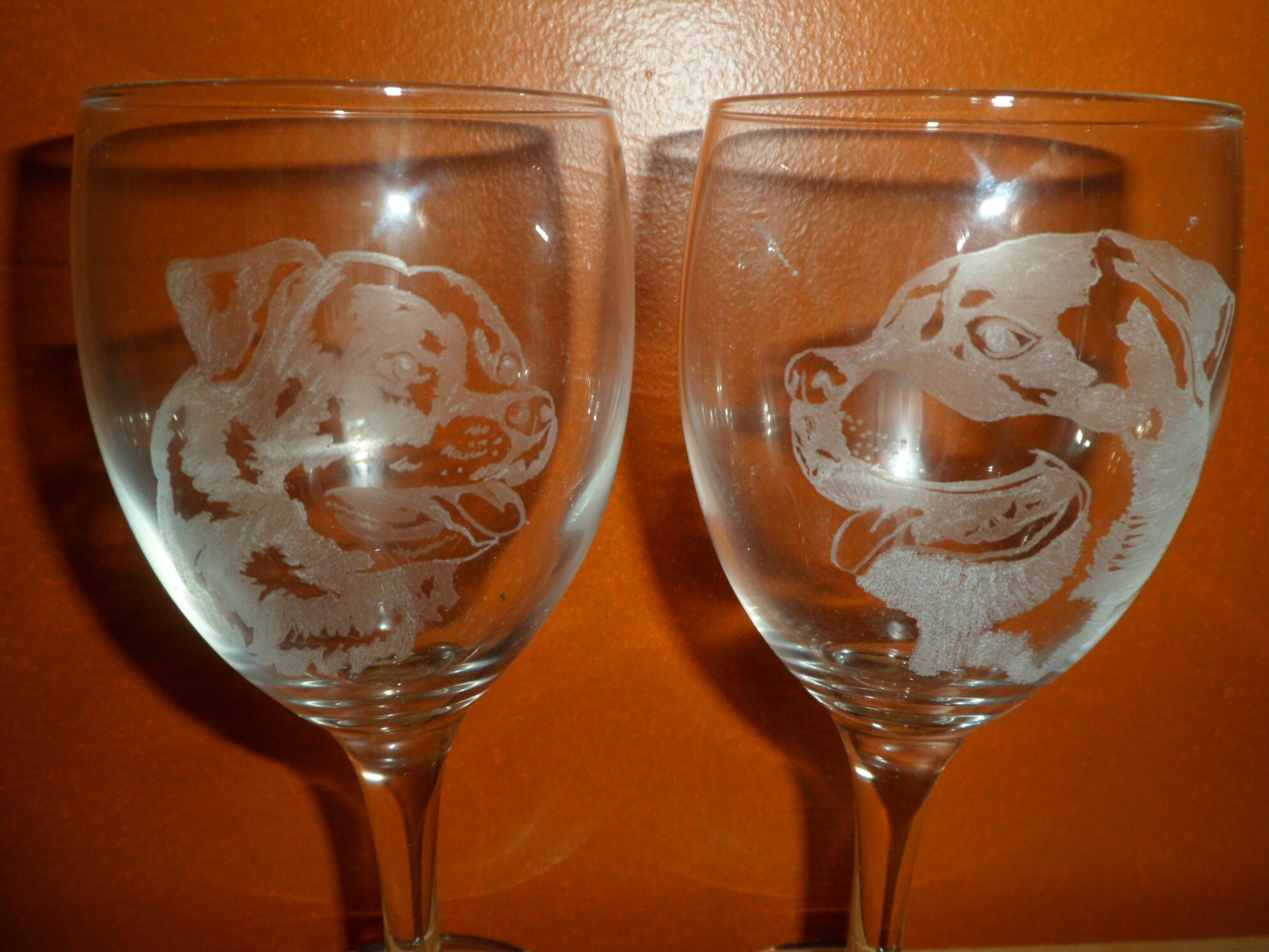 Verres à Vin en Gravure sur Verre Motif Chiens, Personnalisables