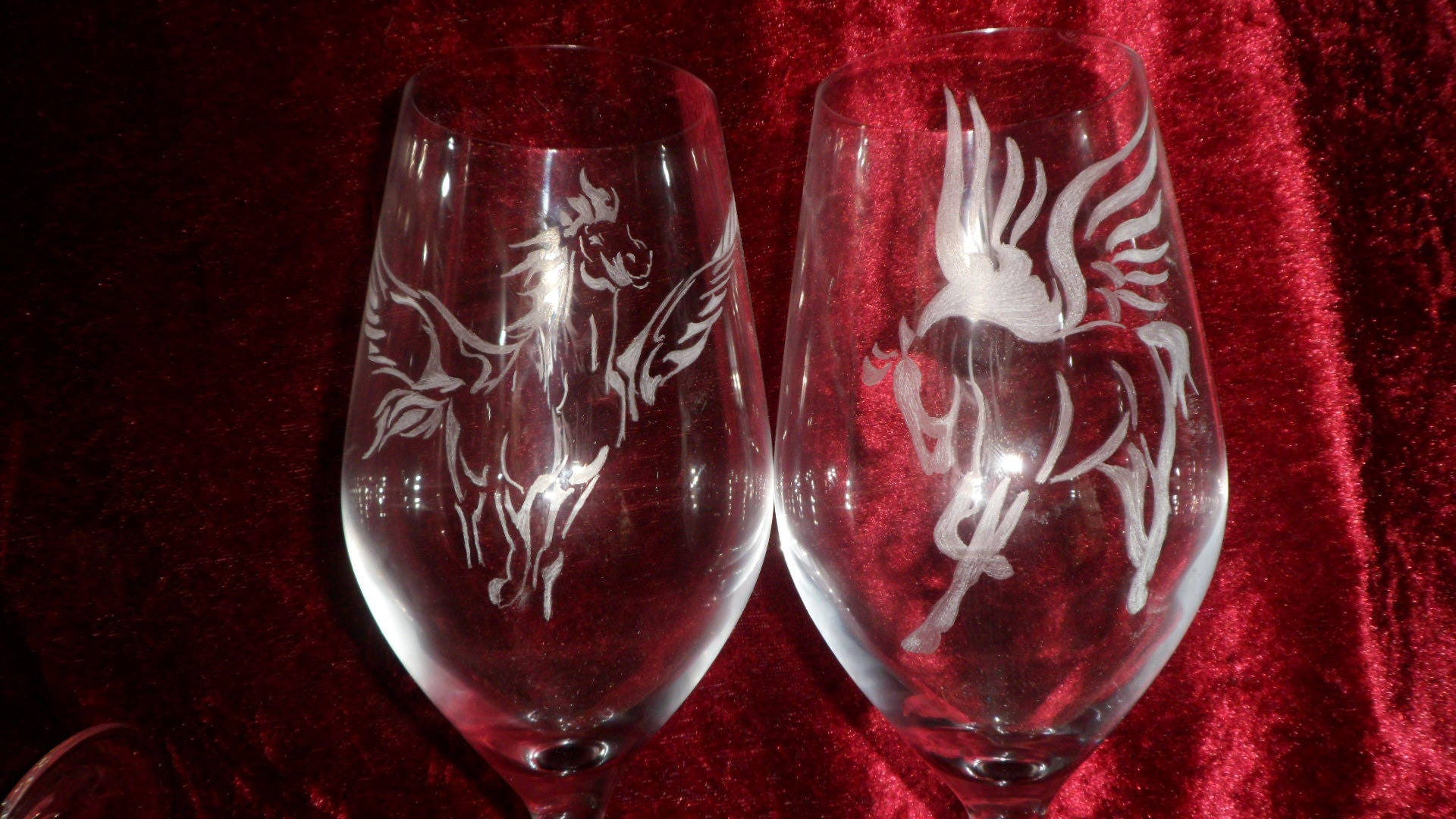 6 Verres à Vin en Gravure sur Verre Motif Pégase Personnalisable