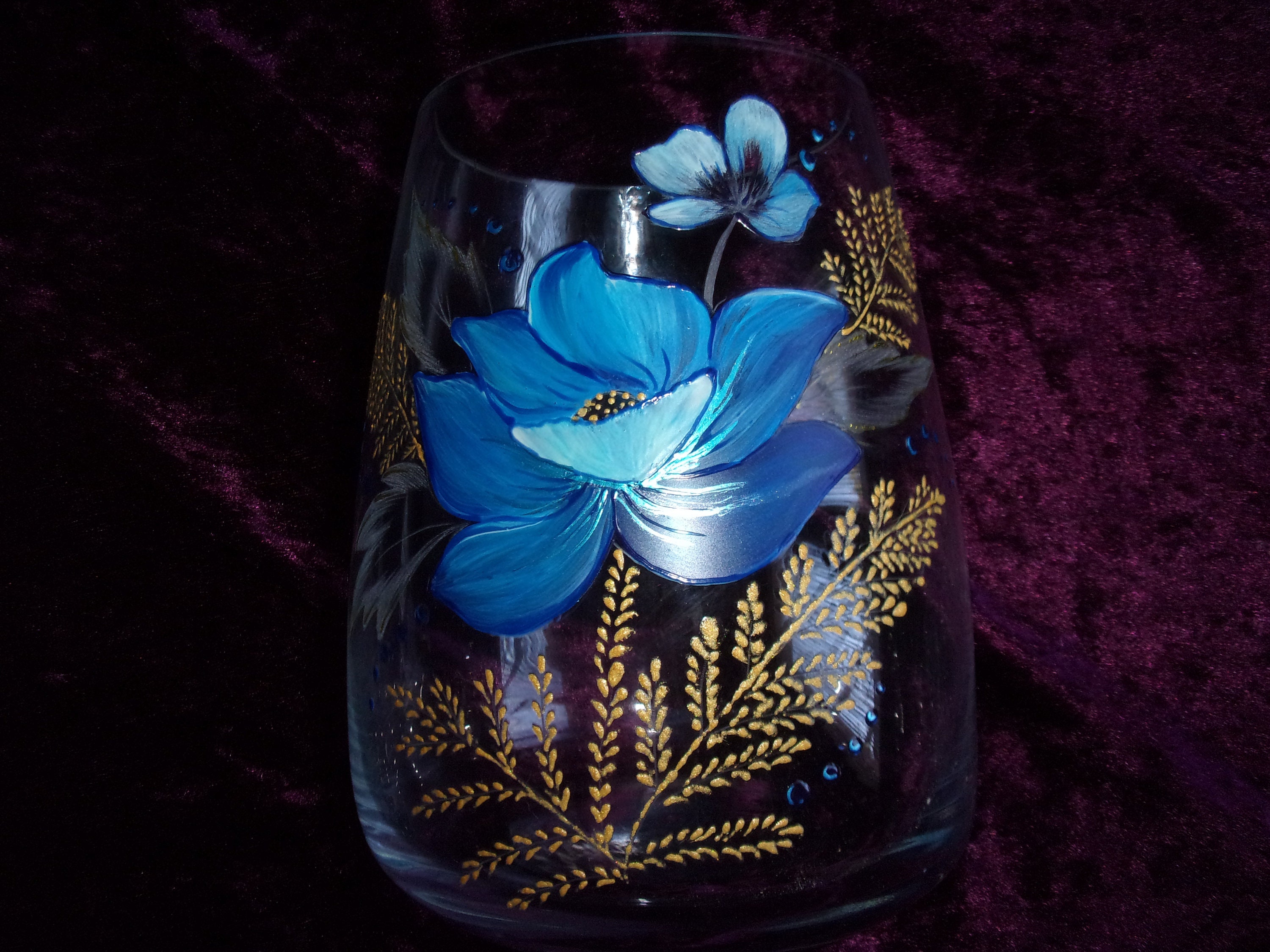 Vase en Verre Peint Motif Fleurs, Personnalisable