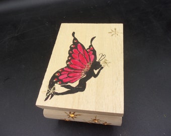 fairy pattern luminous wooden jewelry box, customizable