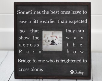 Rainbow Bridge Pet Sympathy Loss Picture Frame Personalized Etsy