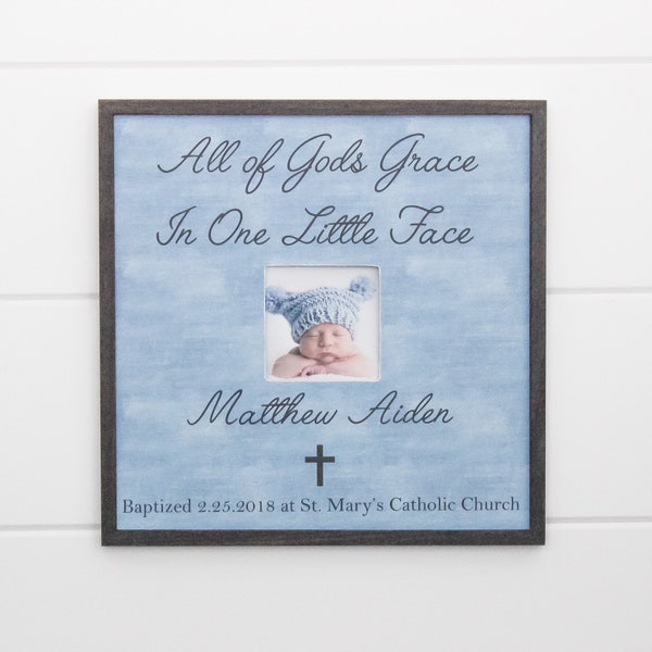 Regalo de bautismo, regalo personalizado para el bautismo, marco de imagen personalizada, regalo de bautismo BOY, regalo de bautizo, regalo de dedicación 14x14