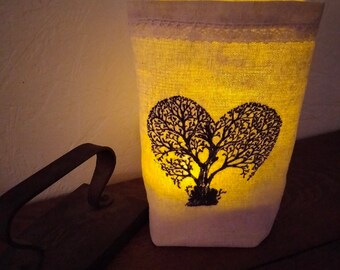 Light pocket - Light bag - fabric night light - tree of life - original - unique - Embroidery - Christmas gift