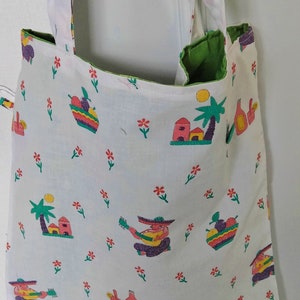 Foldable totebag - lined shopping bag - shopping bag - reversible tote bag - unique model - handmade - mother's day - mom's gift