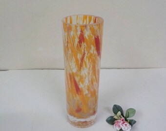 Glass vase under glaze vase orange red 1970s