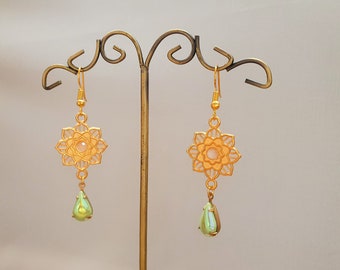 Earrings "flowers frosted with white onyx"